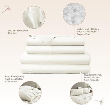 Whisper Organics 100% Organic Cotton Bed Sheets with Deep Pocket 4 Pc. Set