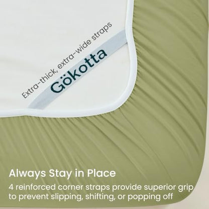 GOKOTTA 4 Piece Cal King Sheet Set - Soft, Breathable & Cozy - Olive Green