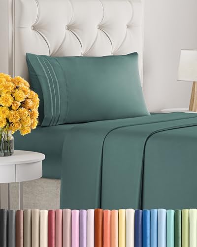 Twin XL Size 3 Piece Sheet Set - Ultra Soft & Cooling Sheets - Dusty Teal