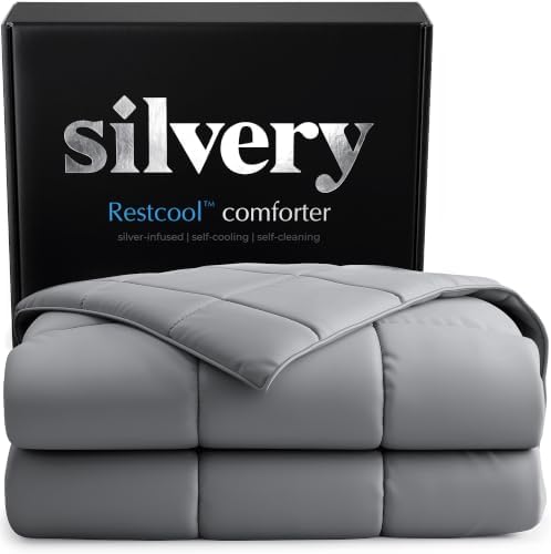 Silvery Silver-Infused Cooling Comforter – Award-Winning Self-Cooling Blanket for Hot Sleepers with Self-Cleaning Technology for Sweat-Free & Cool Sleep NEW