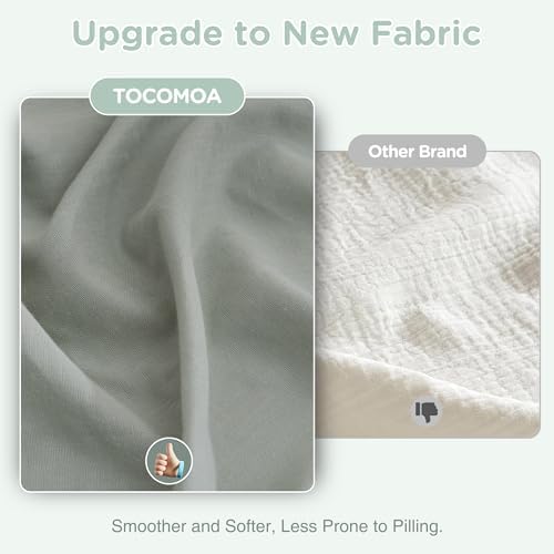 TOCOMOA 100% Muslin Cotton Duvet Cover Set, Sage Green, Queen