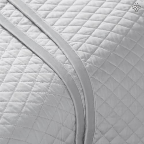 BIOWEAVES 100% Organic Cotton Quilts Queen Size - Diamond Stitched Quilted bedspreads - All Season Oversized Coverlet Set - GOTS Certified Bedding Set | 1 Quilt & 2 Pillow Shams