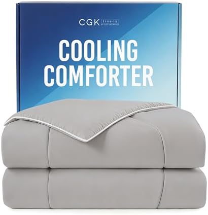 Cooling Comforter Twin Size - Cooling Summer Blanket - 60x90 (Light Grey)