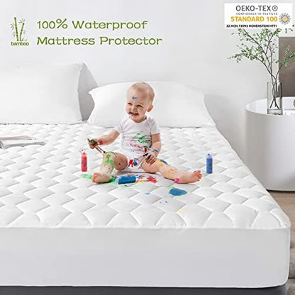 GRT Full Mattress Protector Waterproof, Full Mattress Pad Rayon from Bamboo