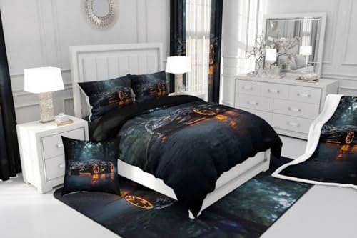 Boys Sports Car Comforter,Cool Black Race Car Bedding Set Toddler Size for Kids Boys Girls Teens,3D Racing Cars Bedding Comforter Sets,Extreme Sports Theme Quilt Racing Games Race Cars Room Decor