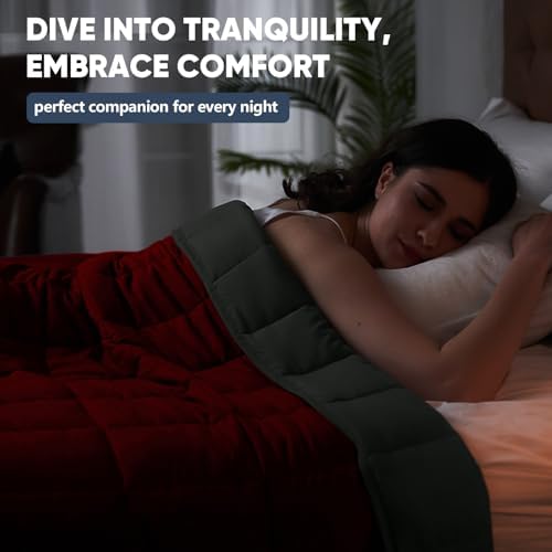 yescool Weighted Blanket for Adults 20lbs Twin Size, 48" x 72", Red Grey