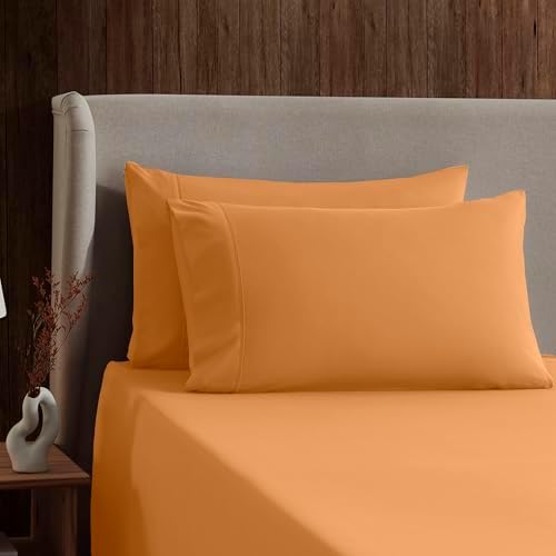 Nestl Twin Sheet Set - Bed Sheets - Light Orange - 3-Piece Deep Pocket