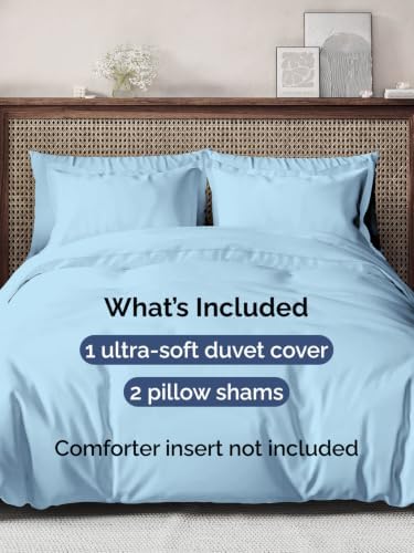 Duvet Cover King Size - Soft 3 Piece with Zipper Closure - Sky Blue