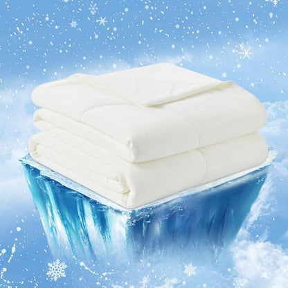 Cozy Bliss Cooling Comforter King XL Size, Cooling Blankets for Hot Sleepers and Night Sweats, Cream Summer Comforter for King XL Bed, Breathable Soft Lightweight Silk Smooth