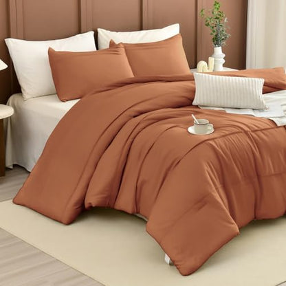 Masaca Oversized King Comforter 128x120,Pinch Pleat Pumpkin Bedding Comforter Set,3Pcs Ultra Soft Fluffy Extra Large King Comforter Set for All Season