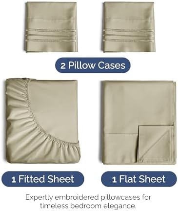 King Size 4 Piece Sheet Set - Ultra Soft & Cooling Sheets- Taupe