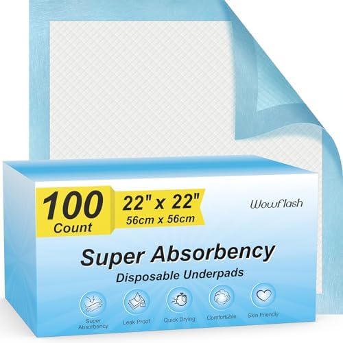 100 Count 22” x 22” Super Absorbency Disposable Underpads
