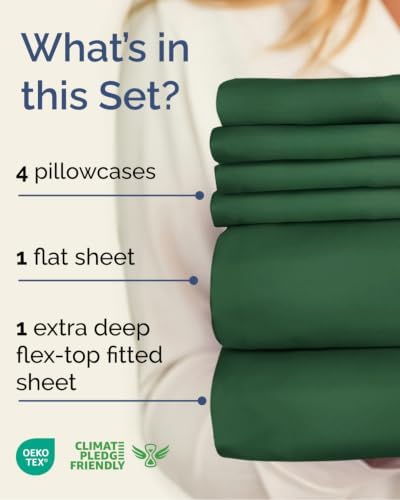 Flex Top Split Head King 6 Piece Sheet Set - Soft & Cooling - Emerald Green