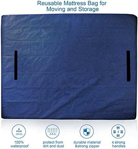 Coldwind Mattress Bags for Moving and Storage,Waterproof Mattress Cover for Moving with Heavy Duty Handles, Reusable Mattress Storage Bag, Moving Supplies & Moving Bags,California King Size,Navy