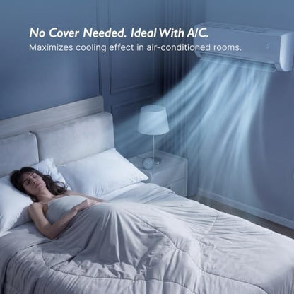Breescape Cooling Comforter Blanket - BlendTek Q-Max>0.46 Tech, Cooling Blanket for Hot Sleepers & Night Sweats Relief, Breathable Lightweight Summer Bedding, Twin/Twin XL 72x96 Inches, Misty Gray