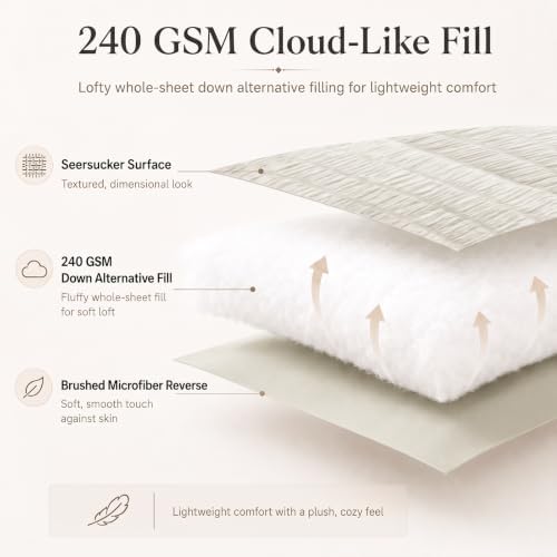 CozyLux Oversized King Comforter Set 120x98 in, 7-Piece Oatmeal Seersucker