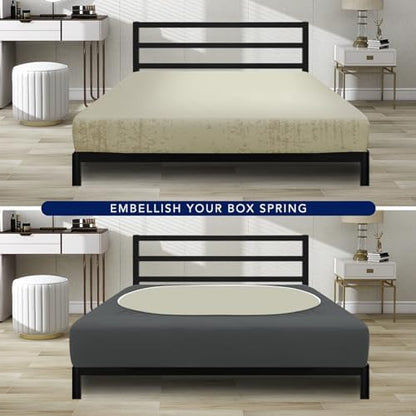 PureFit Stretchy Box Spring Cover Full - Elastic Fitted Box Spring Wrap Around 4 Sides, Wrinkle & Fading Resistant Fits Full Size Beds, Dark Gray