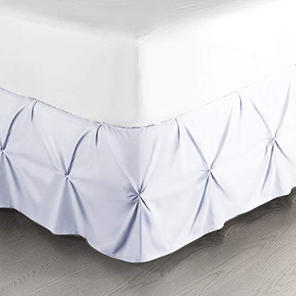 Nestl Ice Blue Bed Skirt Cal King Size, Pinch Pleat Cal King Bed Skirt, 14" Inch Drop Cal King Bedskirt, Hotel Quality Ice Blue Bed Skirts, Premium Microfiber Cal King Size Bed Skirts