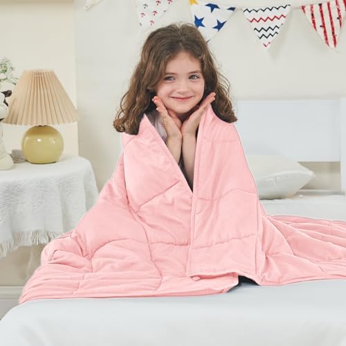 yescool Weighted Throw Blanket 3lbs, 36" x 48", Pink Grey