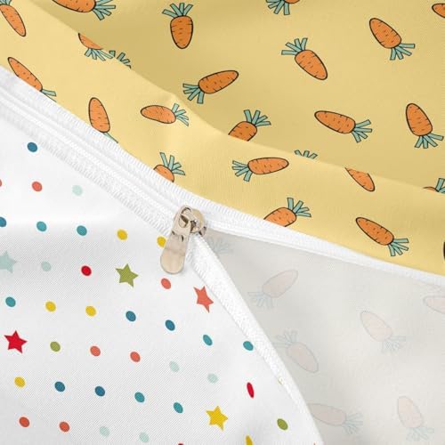 Carrot Duvet Cover Cute Cartoon Reversible Comforter Cover Set for Kids Girls Teen Soft Microfiber Bedding Set with Zipper Ties Modern Simple Style Bedspread,1 Duvet Cover with 2 Pillow Cases,Full