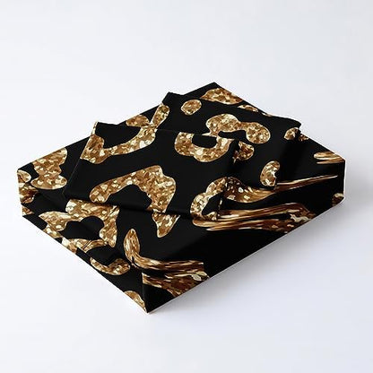 Full Size Cheetah Print Duvet Cover Set Leopard Print Comforter Covers Brown Lip Bed Set Animal Print Bedroom Decor for Kids Teens Boys and Girls