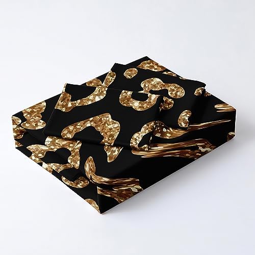 Queen Size Cheetah Print Duvet Cover Set Leopard Print Comforter Covers Brown Lip Bed Set Animal Print Bedroom Decor for Kids Teens Boys and Girls