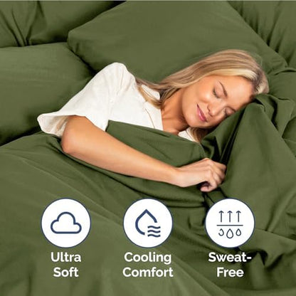 Full Size 4 Piece Sheet Set - Ultra Soft & Cooling Bed Sheets - Deep Olive
