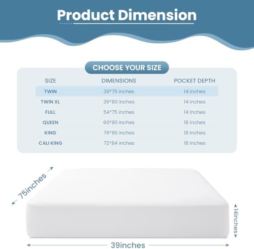 TASTELIFE Twin Waterproof Mattress Protector, Microfiber, 39x75 Inches