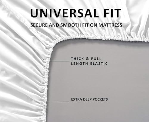 Mattress-Homes Extra Deep Pocket 6 Piece Full Sheet Set, Hotel Luxury Collection, 100% Egyptian Cotton, 21" Deep Fitted Sheet, Soft, Cool & Breathable Bedding with 4 Pillowcases in White Solid