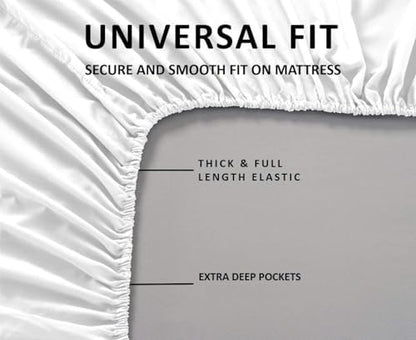Mattress-Homes Extra Deep Pocket 6 Piece Full Sheet Set, Hotel Luxury Collection, 100% Egyptian Cotton, 21" Deep Fitted Sheet, Soft, Cool & Breathable Bedding with 4 Pillowcases in White Solid