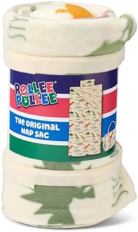 ROLLEE POLLEE Nap Sac Roll Up Napping Blanket with Attached Pillow for Preschool/Daycare, Super Soft with Elastic Straps, Fits Most Mats and Cots