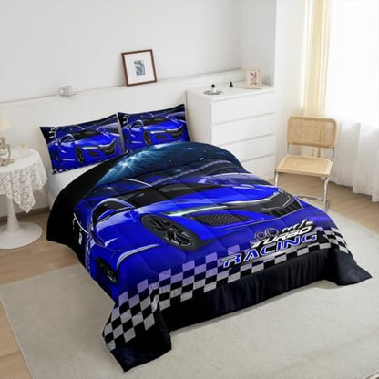 Feelyou Ombre Racing Car Bedding Set Twin Size for Boys Girls