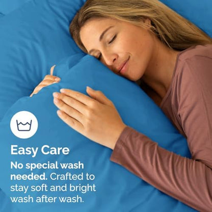 King Standard Pillow Cases Set of 6 - Soft Pillowcase Covers - Denim Blue