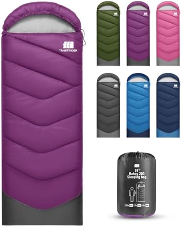 Sleeping Bags for Adults Teens, 4 Season Camping Sleeping Bag Waterproof,Machine Washable Backpacking Gear for Cool Weather,Outdoor Tent Hiking Hunting,with Compression Sack,86.6x31.5