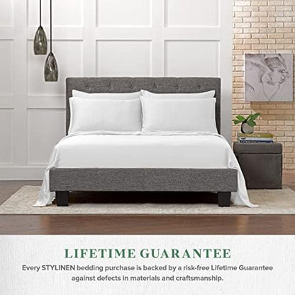 Stylinen 100% Organic Eucalyptus Bed Sheets King Size 4 Piece Set, Tencel Lyocell, Silky Soft & Smooth, Breathable, 16 Inch Deep Pockets, 1 Fitted, 1 Flat, 2 Pillowcases (King, White)