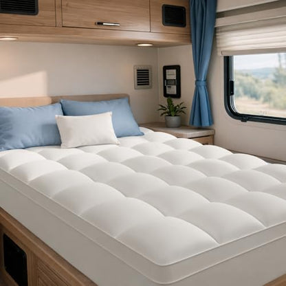 ELEMUSE RV Short King Mattress Topper, Thick Pillow Top Mattress Pad
