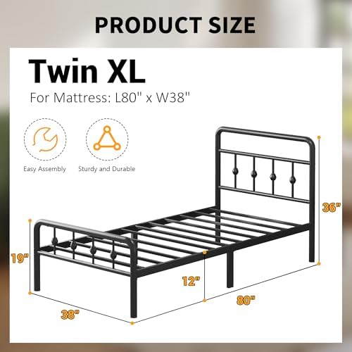 Lutown-Teen 12 Inch Twin XL Bed Frames with Headboard and Footboard