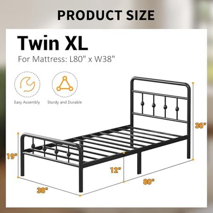 Lutown-Teen 12 Inch Twin XL Bed Frames with Headboard and Footboard