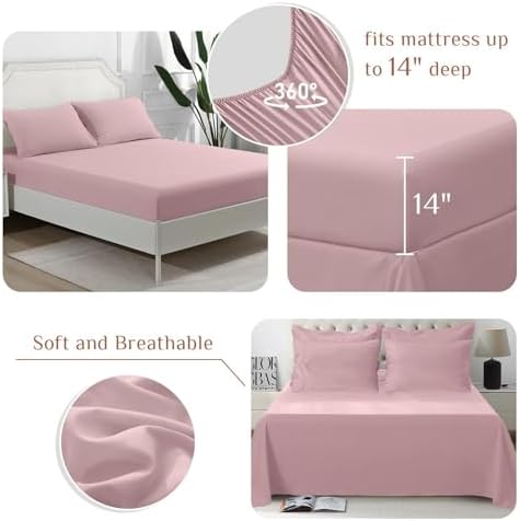 JOLLYVOGUE Twin Comforter Set, Ultra-Soft Bed in a Bag Twin Size 5 Pieces, Oeko-TEX Certified Bedding Set with Down Alternative Comforter, Sheets, Pillowcases & Shams, Camio Pink