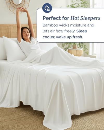 100% Rayon Derived from Bamboo - Bamboo Sheets Queen Size - White