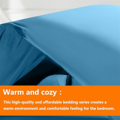 TAIMIT Teal King Comforter Set - 7 Pieces, Bed in a Bag Bedding Sets with All Season Soft Quilted Warm Fluffy Comforter,Flat Sheet,Fitted Sheet,2 Pillow Shams,2 Pillowcases