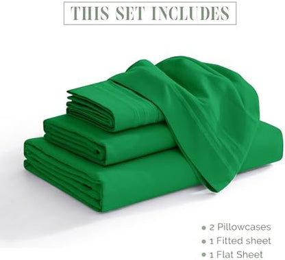 Elegant Comfort Luxury 1500 Premium Hotel Quality Microfiber 4-Piece Sheet Set - Wrinkle Resistant, All Around Elastic Fitted Sheet, Deep Pocket up to 16", King, Emerald Green