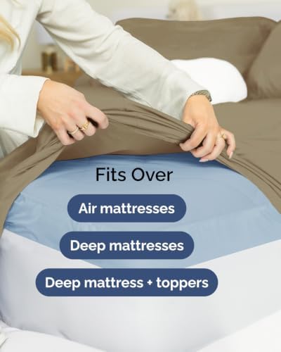 Extra Deep Flex Top Split Head King Sheet Set - 6pc Cooling Sheets - Khaki