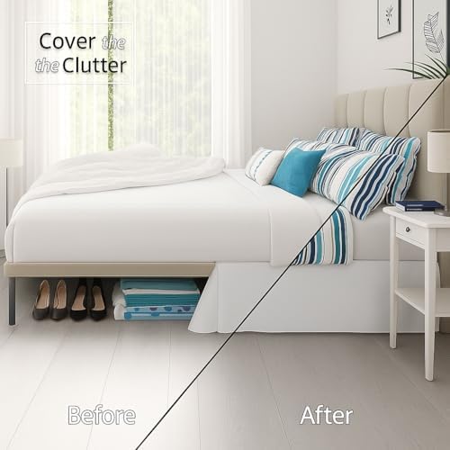 Mattress-Homes Luxury Box Pleated Bed Skirt Split Corners Platform Style Easy Fit Fade & Wrinkle Resistant with Tailored Drop 10 Inch (Queen, Light Grey)