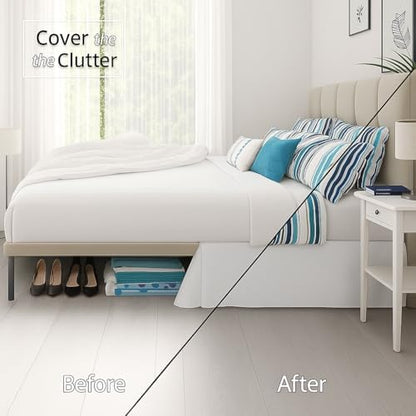 Mattress-Homes Luxury Box Pleated Bed Skirt Split Corners Platform Style Easy Fit Fade & Wrinkle Resistant with Tailored Drop 18 Inch (Twin, Light Grey)