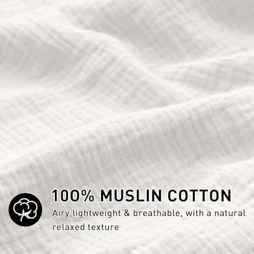 EMME Muslin Cotton Duvet Cover Set Linen Like Cream White Twin