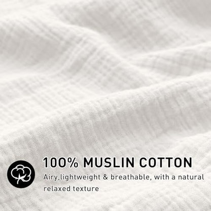 EMME Muslin Cotton Duvet Cover Set Linen Like Cream White Twin