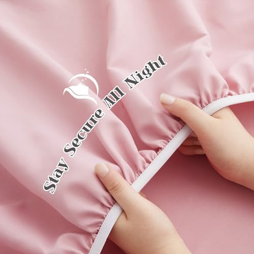 P Pothuiny 5-Piece Split King Sheets Set, Pink Soft Microfiber Fabric