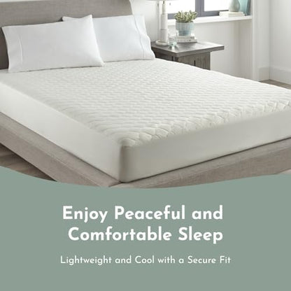 100% Cotton Organic Mattress Protector | Breathable & Noiseless GOTS Organic Mattress Pad with Premium 300GSM Durability | Machine Washable Quilted Bed Protector with Deep Pocket (Ivory, Twin XL)