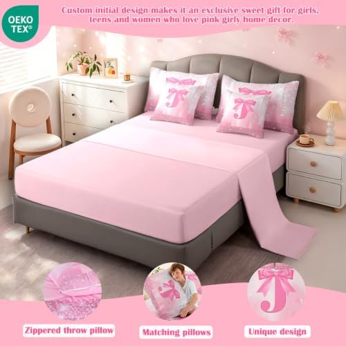 Feelyou Kids Pink Bowknot Bed in A Bag Queen Size for Boys Girls